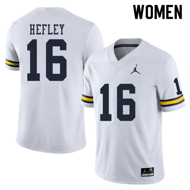 Women #16 Ren Hefley Michigan Wolverines College Football Jerseys Sale-White